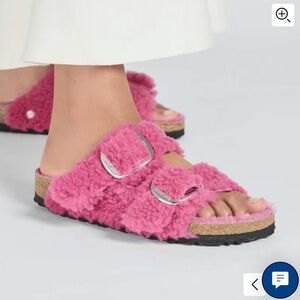 Birkenstock Arizona Big Buckle Teddy Shearling Sandals, Size 40